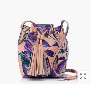 Jcrew leather petal drawstring crossbody bag